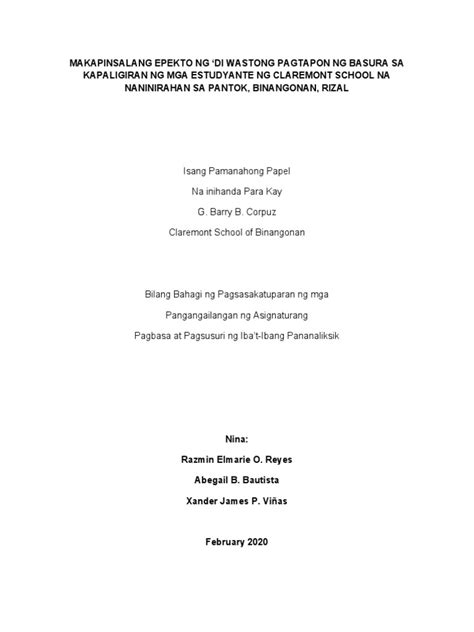 pananaliksik research paper example